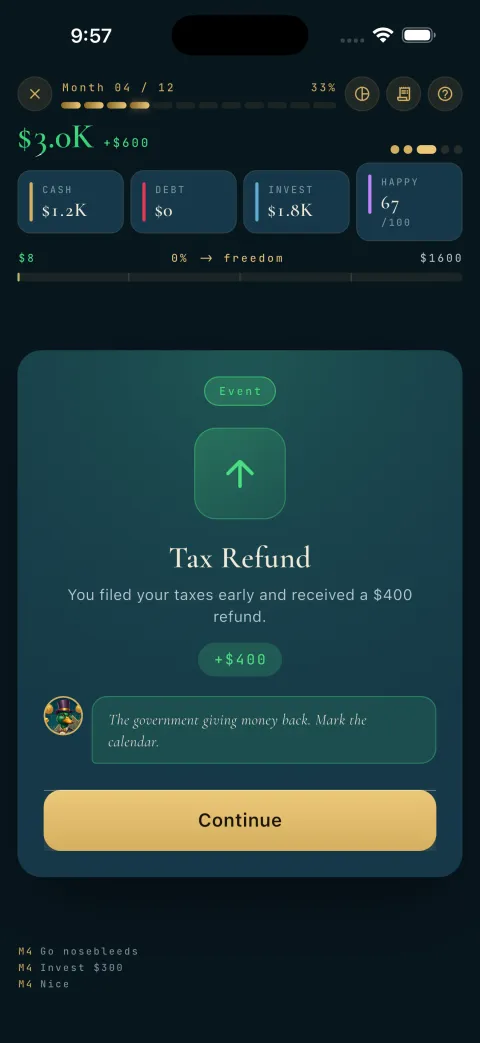 Tax refund event